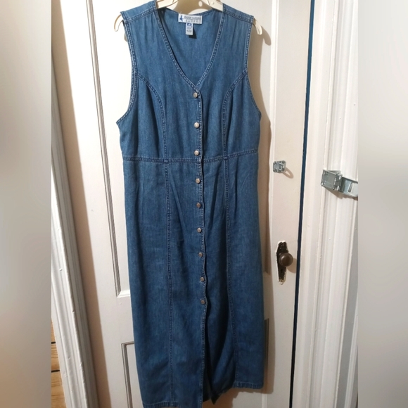 Marsh Landing Blues 100% Cotton Denim Blue Dress Size L - Picture 1 of 1